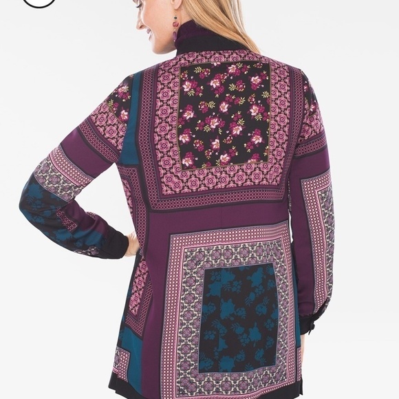 Chico's Soft Patchwork Jacket women's size 2(12-14) open front poncho comfort - Picture 3 of 16